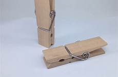 clamp wooden wood clothespins clip big 18mm natural metal spring