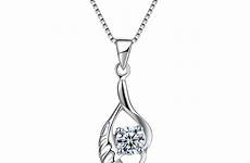 women silver necklace pendant jewelry aaa zirconia cubic sterling real fashion necklaces
