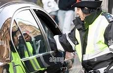 traffic warden ticket female stock alamy driver hands london