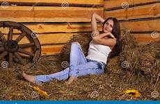 hayloft woman young barn stock agriculture