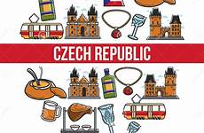 czech republic vector landmarks famous poster culture flag food symbols traditional preview ancient