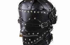 bdsm mask bondage hood gimp fetish head harness blindfold mouth leather sex slave locking zipper deprivation sensory zip soft headgear