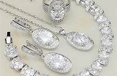 jewelry silver wedding sets zirconia cubic bridal bracelets sterling pendant necklace women