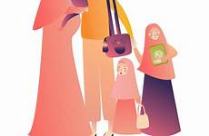 muslim family cartoon vector happy arab characters vectors
