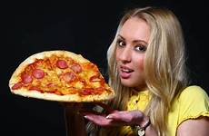 pizza eating woman young beautiful happiness beauty preview