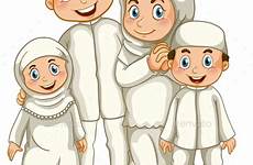 muslim family clipart vector graphicriver gambar islamic animasi illustration members cartoon islam clip kids mother children close preview characters bergerak
