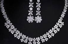 jewelry sets sparkling cubic choker zirconia earrings necklace american long party women big