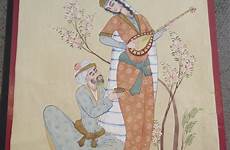 persian painting miniature qajar 1910 period late lovers sellingantiques dealer