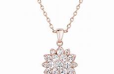 jewelry zirconia pendant accessory cubic necklace clear rose flower gold quality party high