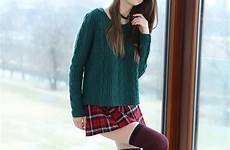 azul mila stockings model wallpaper green sweater shirt long window glass plaid women sleeved leaning woman wall wallpaperflare girls school