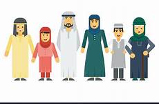family cartoon vector arab set muslim royalty