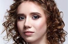 curly hair portrait woman young gray beauty background female preview girl