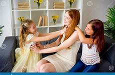 tickling mother two daughters tickle mom little playing preview child