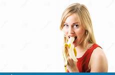 banana eating girl fruits meal complete stock royalty sweet woman blond dreamstime