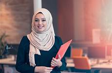 woman business saudi arabian modern office women stock work ksa empowering 2030 vision arabia hijab folder startup holding female cultural