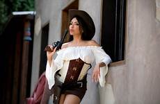 star lela cowgirl lena packing heat wallpaper posing bra panties outdoor sexy
