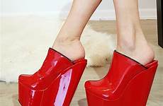 heel mules red wedge high leather cm sabo patent