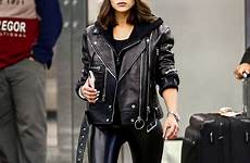 leather olivia jacket culpo pants skintight miami arrives airport international celebmafia