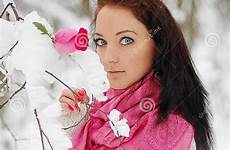 frost smiling winter beautiful girl stock