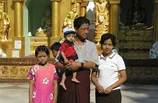 burmese family myanmar people shwedagon pagoda