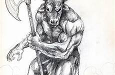 minotaur minotauro dibujo mythologie mitologia greek griechische minotaurus creatures griega ranching taming stier colorir