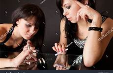 cocaine sniffing girls isolated imitation background search shutterstock stock