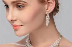 jewelry wedding bridal sets necklace simple elegant silver earrings women bridesmaid accessories gifts