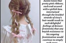 captions tg transgender pigtail pigtails acceptance feminization braided humiliation crossdresser ribbons jenniesissy femininity feminized petticoated sons