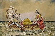 lakshmi ananta massaging vishnu depicting