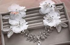 rhinestone headband crystal lace flower alloy tassel earrings bridal elegant wedding set tao