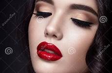 lipstick background red woman posing glamour portrait lady close young beautiful make makeup gorgeous preview