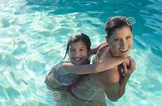 pool swimming daughter mother back piggy mom template giving meme imgflip bikini