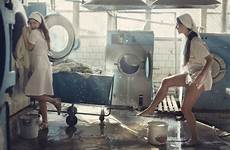 laundry girls doing hot steamy