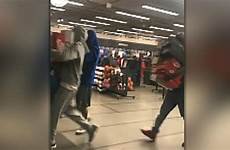 nike store who california robbing caught suspects least five camera robbed walked merchandise armfuls thieves foxnews