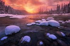 winter sunrise canada snow forest landscape mountain river nature cold sky park banff national wallpaper wallpapers background backgrounds wallup