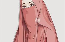 hijab cartoon girl drawing niqab islamic muslim muslimah anime drawings face cantik vector style portrait character choose board fanart instagram
