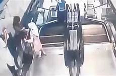 escalator accident tragic cctv schoolgirl