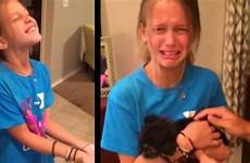 girl crying puppy happy gift breaks down given when cries kids