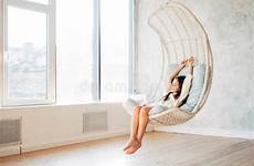 chair relaxing comfortable teenage chilling hanging sitting child window near young girl relax conce