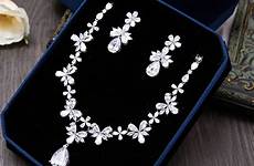 jewelry sets accessories banquet elegante cubic zirconia charm jewellery earrings pendant bridal necklace flower wedding women