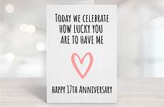 anniversary card printable year years 17th together 16th cards etsy seventeenth 7th 20th 17 wedding seven 10th 9th choose board