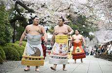 sumo wrestlers ceremonial tokyo tournament cherry children walk japan their wrestler blossoms young bloom under way tumblr show tender warriors