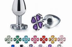 anal stainless crystal four steel jewelry size sex plugs clover butt leaf booty beads medium women arrival small toy leaves