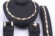 jewelry trendy collar bracelet earrings rings necklace beads costume fine gold fashion set women