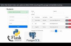 flask python crud postgresql datatables