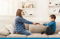 fighting remote over siblings sister control quarrel brother copy dreamstime