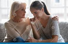 couch aged loving daughter mother adult family preview soothe sitting