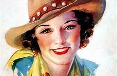 cowgirl vintage cowgirls western prints cowboy pinup posters girl cow retro burns classic west paintings stitch cross dorman cowboys postcards