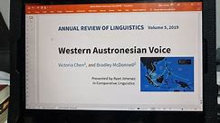 Western Austronesian Voice by McDonnell and Chen 2019 || Reported by Ryan Jimenez