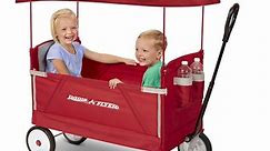 Radio Flyer, 3-in-1 EZ Fold Wagon with Canopy, Seat Belts, Red
